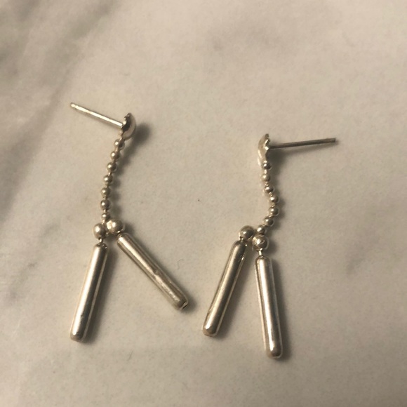 Vintage sterling silver chain drop stud earrings - Picture 1 of 4